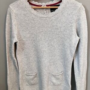 Cynthia Rowley women’s sweater Scalloped neck and button detail